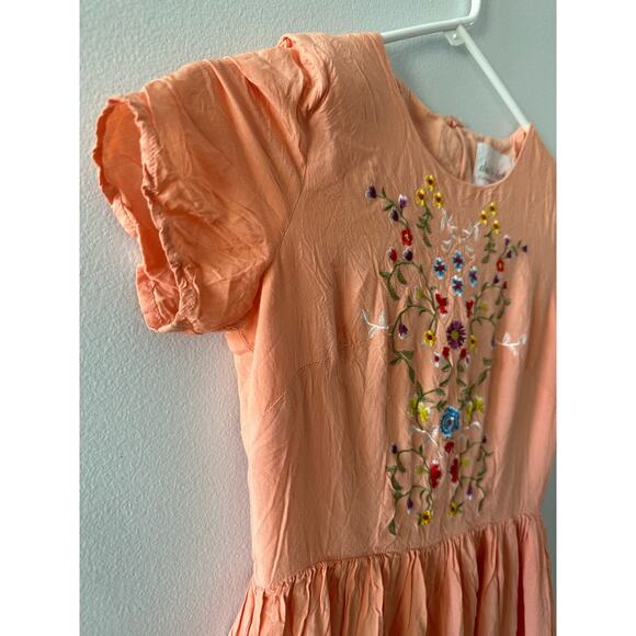 Clad And Cloth Dress Women’s XS Fit and Flare Embroidered Floral Peach Spring - Picture 4 of 10